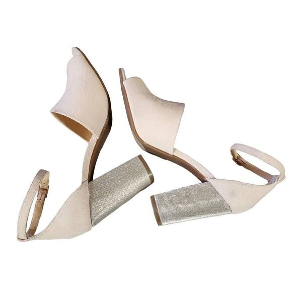 Katy Perry Collection The Kala Women's Nude Microsuede Metallic Sandals Size 10 - Picture 3 of 10